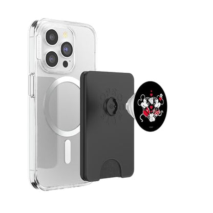 Disney Mickey and Minnie Love Gaze Hearts Black PopSockets PopWallet for MagSafe - style: Magnetic PopWallet
