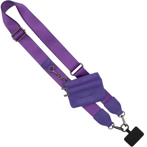 Save the Girls Clip & Go Phone Lanyard Crossbody Strap with Wallet, Purple - color: Purple Strap