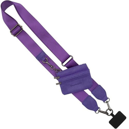 Save the Girls Clip & Go Phone Lanyard Crossbody Strap with Wallet, Purple - color: Purple Strap