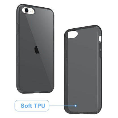 JJGoo Compatible with iPhone SE Case 2022/2020, Compatible with iPhone 7 8 Case Clear Soft Transparent Shockproof Protective Slim Thin Bumper Phone Cover, Black - color: Black