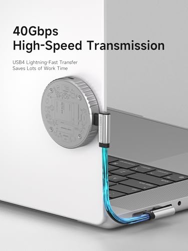 Hagibis 0.5ft 90 Degree USB4 Cable, 40Gbps Data Transfer, 8K@60Hz Video Display, 240W Fast Charging Right Angle USB-C Cable, Short Type-C Cable for iPhone 17 16 15 Pro Max, iPad Pro, Laptop