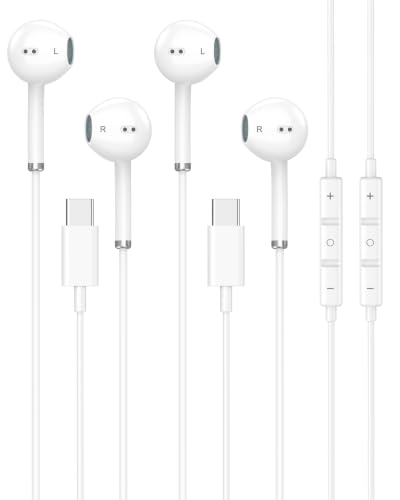 [Apple MFi Certified] USB C Headphones Wired for iPhone 17 16 15,Galaxy S26 - color: Silver+White