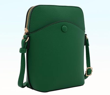 Small Crossbody Bag with Gold Hardware, Mini Shoulder Purse with Adjustable Strap - color: Kelly Green