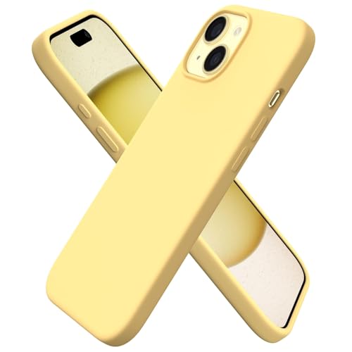 ORNARTO Compatible with iPhone 15 Case 6.1, Slim Liquid Silicone 3 Layers Full Covered Soft Gel Rubber Phone Case, Anti-Scratch Shockproof Protective Cover 6.1 Inch, Butter Yellow - color: Butter Yellow