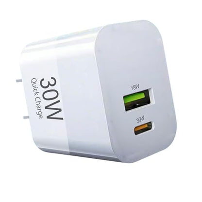 30W USB C Charger Block, GaN Fast Charger with USB-C & USB-A Dual Port, PD PPS QC 3.0 Wall Charger Adapter for iPhone 17/16/15/14, Samsung Galaxy, iPad, Pixel, Black