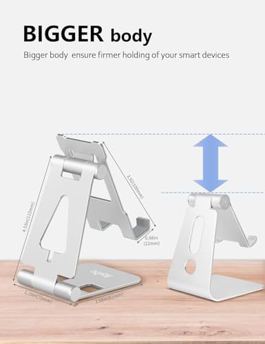 Aoviho Foldable Cell Phone Stand for Desk, Holder for iPhone,Silver - color: Silver