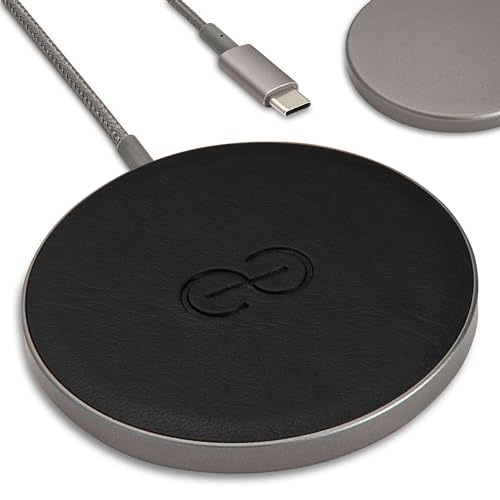 Dreem Empower Magnetic Wireless Charger Pad – Compatible with MagSafe for iPhone 18/17/16/15/14/13/12 & Qi-Certified Devices – Premium Vegan Leather [Black] - color: Black