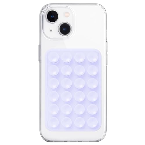 Anteel Silicone Suction Phone Case Mount, Non Slip Sticky Phone Grip for Cellphone, Silicon Adhesive Suction Cup Phone Mount, Strong Grip Holder for Selfies and Videos (Purple Glitter) - color: Purple Glitter