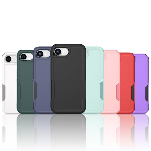 for iPhone 16E / iPhone 17E Case: Dual Layer Protective Heavy Duty Cell Phone Cover Shockproof Rugged with HD Screen Protector - Military Protection Bumper Tough - for iPhone 16E / iPhone 17E, Black - color: Black (PC) + Black (TPU)