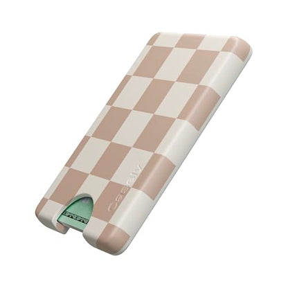 Casely MagWallet | Fit Check | Neutral Checkerboard | Slim Wallet Card Holder | Compatible with MagSafe | Soft-Touch Hard Silicone | Holds Up to 3 Cards - color: Fit Check | Neutral Checkerboard