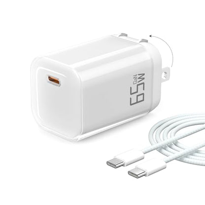YISH 65W USB C Charger with 3.3FT USBC Charging Cable White
