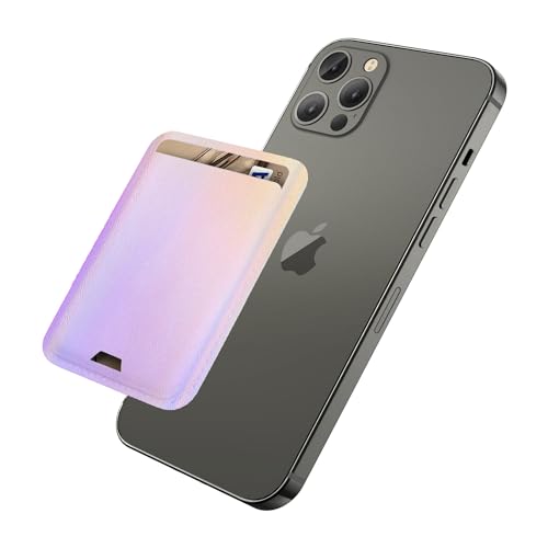 iLodn Magnetic Wallet Compatible with MagSafe for iPhone 17 16 15 14 13 12 Pro Max Air Plus Model, Mag 3 Safe Card Holder Stick on Accessories for Cell Phone & Case, Sparkly Rainbow Purple - color: Rainbow Purple