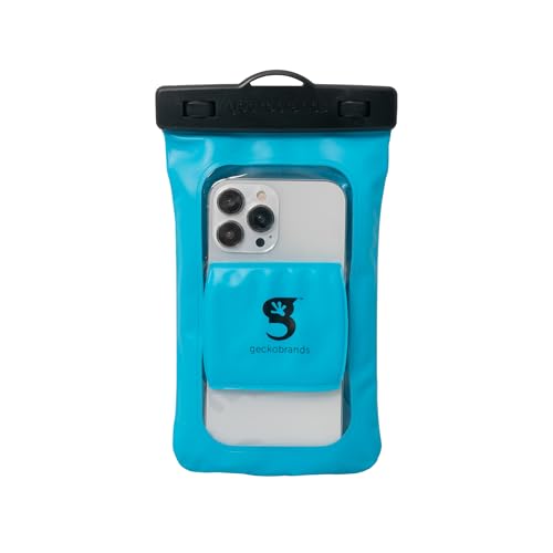 geckobrands Float Phone Dry Bag with Arm Band - Floating Watertight Dry Bag Phone Pouch, Fits Most iPhone and Samsung Galaxy Models - color: Neon Blue