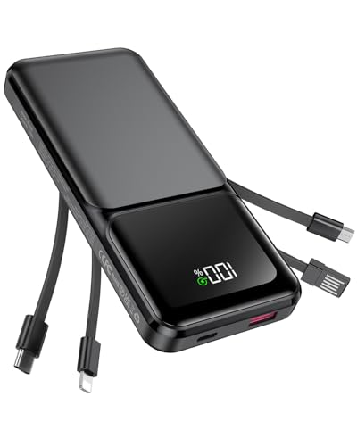 RONEGN Portable Charger with Built in Cable 20000mAh Fast Charging - color: Black