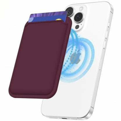 LoeoeL Magnetic Phone Wallet Compatible with Magsafe Wallet, Silicone ID Credit Card Holder Wallets for Back of Phone Pocket, Slim Thin Pouch Sleeve Wallets for iPhone Pixel, Burgundy Maroon - color: Burgundy