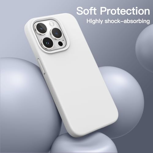JETech Silicone Case for iPhone 15 Pro Max, White | Silky Soft Touch, Shockproof Protection, Scratch Resistant, Microfiber Lining - color: White, size: iPhone 15 Pro Max