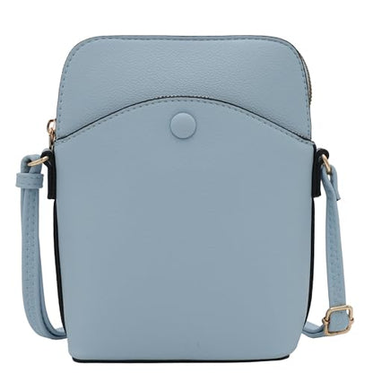 Small Crossbody Bag with Gold Hardware, Mini Shoulder Purse with Adjustable Strap - color: Light Blue