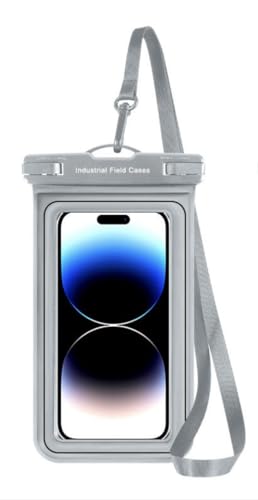 Industrial Field Cases Waterproof Phone Pouch, All Gray/Grey Pouch Cell Phone Floating Pouch with Carrying Strap (Single 6.8) - size: Single 6.8