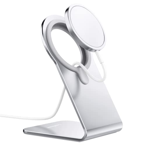 Stand for MagSafe Charger, CreaDream Aluminum Stand Holder for iPhone 16 15 14 13 12 Series, Magsafe Accessories Compatible with iPhone 16 15 14 13 12 Plus, Pro, Pro Max [MagSafe Charger Not Included] - color: Silver