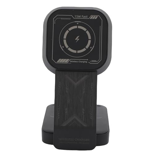 Zunate 15W Wireless Charging Station, 3 in 1 Stand for Phone Watch and Earbuds, Foldable Design with Adjustable Viewing Angles