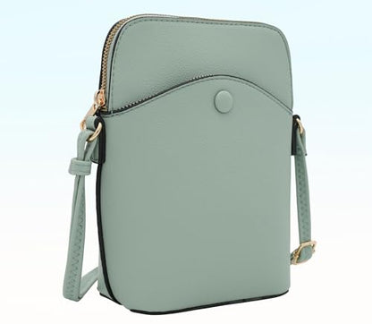 Small Crossbody Bag with Gold Hardware, Mini Shoulder Purse with Adjustable Strap - color: Mint