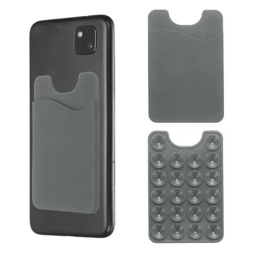 uxcell 2 Pack Suction Phone Card Holder, Silicone Suction Cup Phone Grip Card Holder Mount with Card Slot for Cellphone, Gray - color: Gray