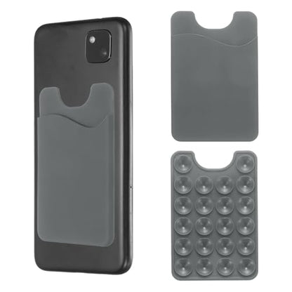 uxcell 2 Pack Suction Phone Card Holder, Silicone Suction Cup Phone Grip Card Holder Mount with Card Slot for Cellphone, Gray - color: Gray