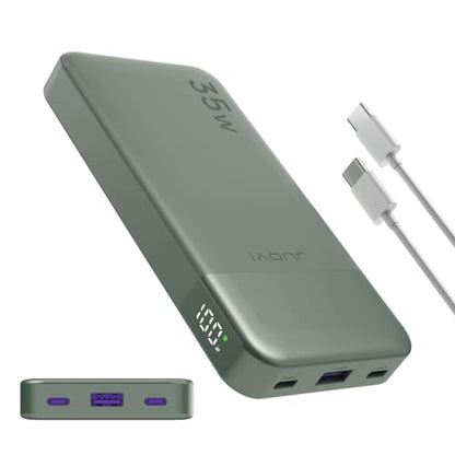 JUOVI Portable Charger 35W 10000mAh Power Bank - color: Green