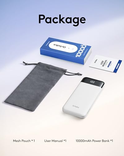 Orfeika Fast Charging Portable Charger Power Bank with Built-in 4 Cables | 10000mAh|Ultra-Slim&Light|Flight-Safe|Power 6 Devices at Once|Battery Pack For iPhone,Samsung,Google|Travel Essentials - color: White