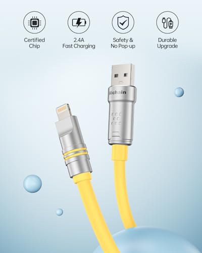 Hichain for iPhone Charger USB A to Lightning Cable Yellow 4 FT + 6.6 FT - color: Yellow, size: 4 FT + 6.6 FT