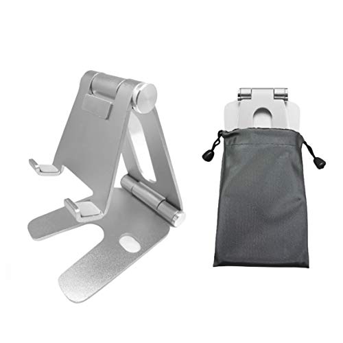 Cell Phone Tablet Fully Foldable Stand Dock Holder Cradle Mount Organizer Charger Station Table Desk Bed Office School Kitchen Travel Portable Adjustable Multi-Angle Aluminum (Silver) - color: Silver