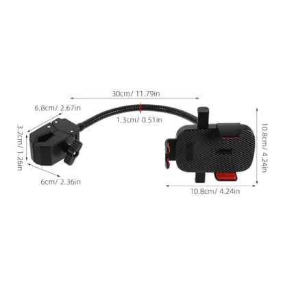 Black Metal Gooseneck Phone Clamp Mount for Desk and Kitchen