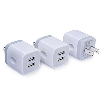 USB Wall Charger,Charging Adapter 2.1A Dual Port Charging Block Plug Head - color: Pure White