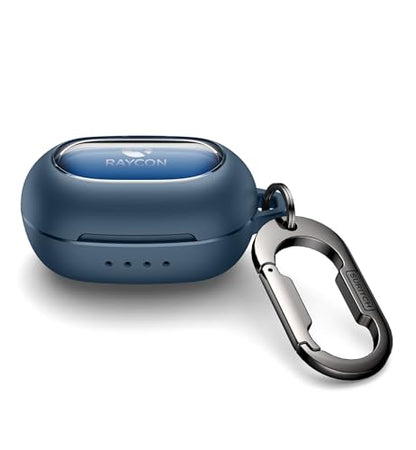 SURITCH Case for Raycon Everyday Earbuds Classic Headphones, Shockproof Magnetic Case for Raycon Bluetooth Headset True Wireless Earbuds, Protective Cover with Magnetic Lid Lock & Carabiner, Navy - color: Navy