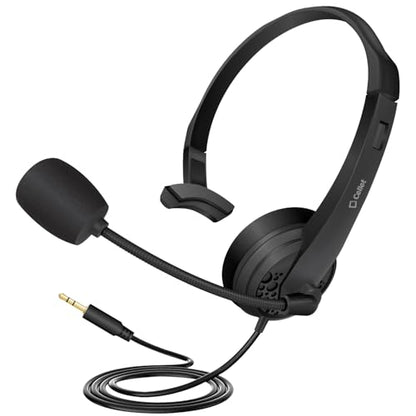 Cellet Wired Hands Free Headphones with 3.5mm Jack, Compatible to Computer Cellphone Headphone PC Skype Webinar Smart Phone Call Center Use Hands Free for delivery man Truck Driver