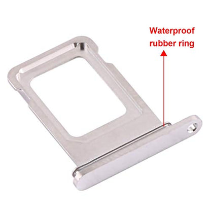 SIM Card Tray Holder Slot Replacement for iPhone 12 Pro and iPhone 12 Pro Max (Silver) with Waterproof Rubber Ring and Eject Pin (Single Sim Version) - color: Silver