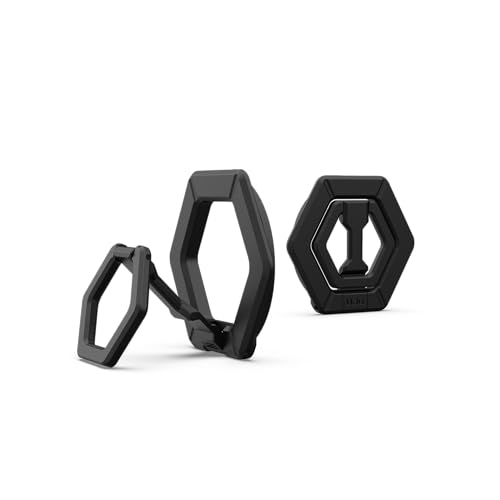 URBAN ARMOR GEAR UAG Magnetic Phone Ring Stand Compatible with MagSafe Magnet, Removable Metal Finger Ring Grip & 360 Rotation Adjustable Kickstand for iPhone 17, Galaxy S26, Black/Black