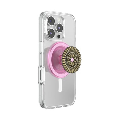 PopSockets Phone Grip for MagSafe, Magnetic Holder- Stamped Pink - color: Enamel Stamped Pink, style: MagSafe