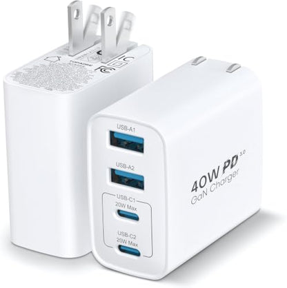 40W USB C Charger Block, 2-Pack Foldable Wall Charger - color: White, size: 40W, style: 2-pack