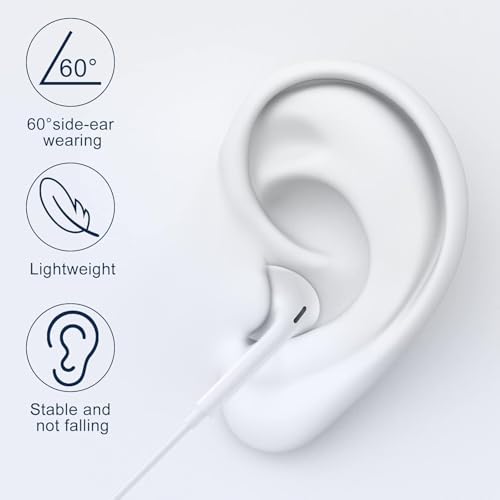 2 Packs Wired Headphones for iPhone Earbuds with Built-in Mic & Volume Control HiFi Stereo Nosie Reduction Earphones Compatible with iPhone 14/13/12/11/XR/XS/X/8/7/SE,No Bluetooth Need,Plug&Play!