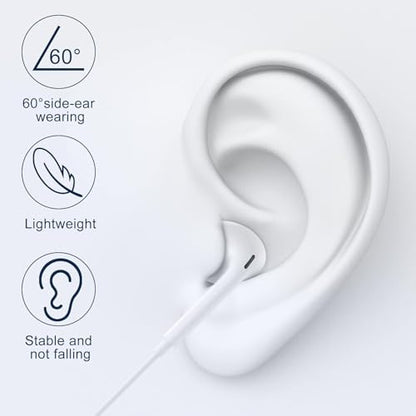 2 Packs Wired Headphones for iPhone Earbuds with Built-in Mic & Volume Control HiFi Stereo Nosie Reduction Earphones Compatible with iPhone 14/13/12/11/XR/XS/X/8/7/SE,No Bluetooth Need,Plug&Play!