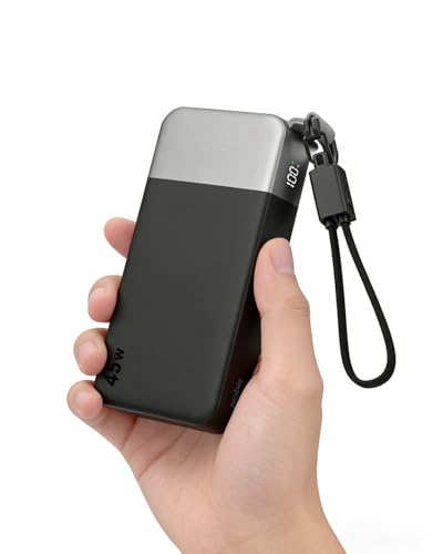 NOBIS Portable Charger 20000mAh 45W Power Bank with Detachable C-Cable - color: Black