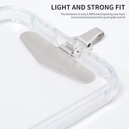 Phone Tether Tab, Bending Design 0.2mm Ultra-thin Stainless Steel Cellphone Lanyard Metal Patch Tether Tab - color: D
