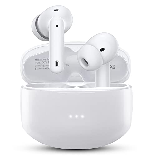XIAOWTEK A40 Pro Wireless Earbuds, 50Hrs Playtime Bluetooth Earbuds Built in Noise Cancellation Mic with Charging Case, Bluetooth Headphones with Stereo Sound, IPX7 Waterproof Ear Buds for Phone