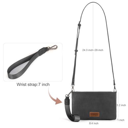 Wrangler Womens Wristlet Wallet RFID Blocking Bifold Clutch Credit Card Holder Purse with Crossbody Strap - color: B-gray