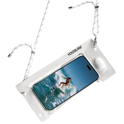 Vacuum Waterproof Phone Pouch - IPX8 Professional Cell Phone Dry Bag with Lanyard, Essential for Beach & Cruise, Universal Waterproof Case Fits All Smartphones up to 7.7" (1, White) - color: White