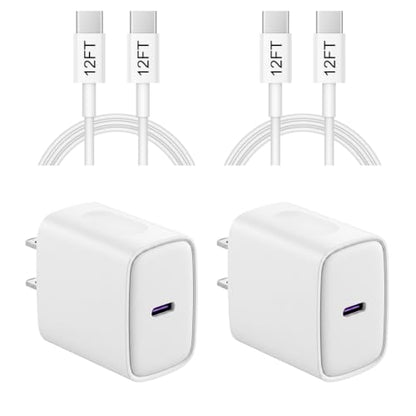 iPhone 17 16 15 Charger Fast Charging 12FT - 20W USB C Charger Block - color: White, size: 12FT