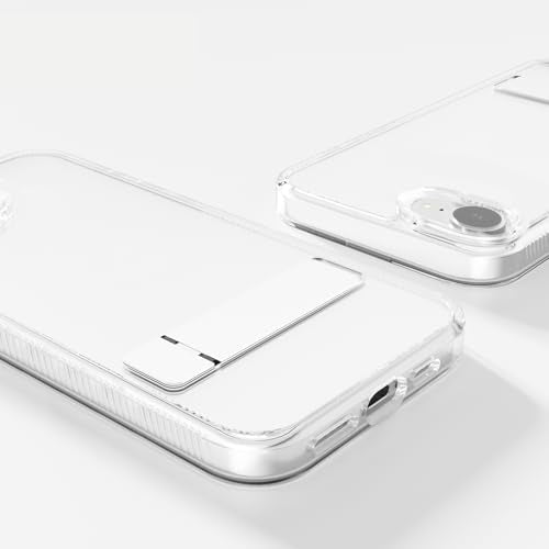 Compatible with Transparent iPhone 16e Case with Invisible Built-in Kickstand Metal Stand Shockproof TPU + Acrylic Slim Clear,Anti-Yellowing Phone Cover-Clear - color: Clear