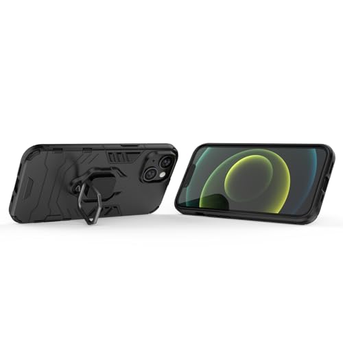Max Power Digital Magnet Case for iPhone 15 Shockproof Hard Phone Cover with Grip, Metal Ring Kickstand Bumper Shell [Compatible with Magnetic Car Mount] (Black) - size: iPhone 15