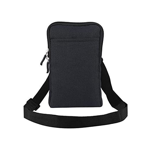 QBYVQQN Cell Phone Waist Belt Holster Mens, Waterproof Zipper Crossbody Smartphone Shoulder Messenger Bag Wallet Sling Bag - color: Black, size: 6.9 INCH